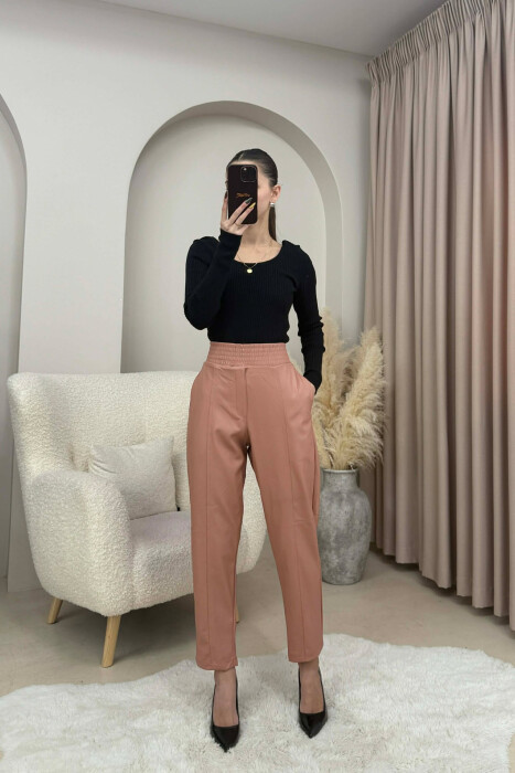 PANTALLONA NJE NGJYRESHE LEKURE PER FEMRA NE NGJYRE PUDER - 3