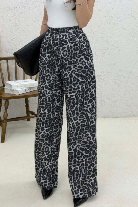 PANTALLONA TE GJERA ME DIZAJN LEOPRAD PER FEMRA NE NGJYRE GRI TE ERRET - 3