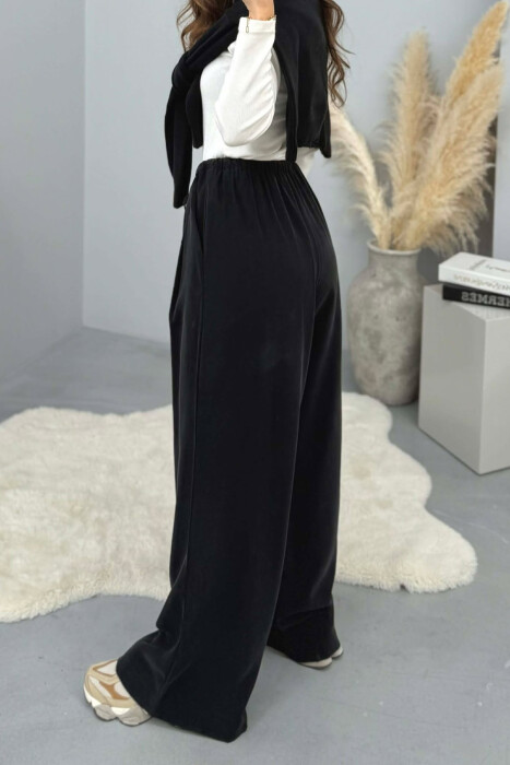 PANTALLONA TE GJERA NJE NGJYRESHE ME BEL GJYSEM ELASTIK PER FEMRA NE NGJYRE TE ZEZE - 4