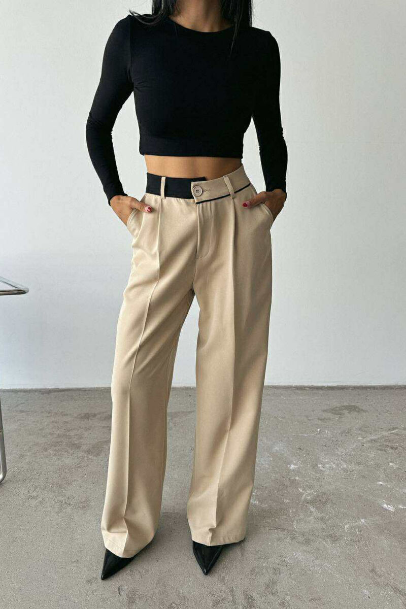 PANTALLONA TË GJËRA NJË NGJYRËSHE PËR FEMRA NË NGJYRË BEZHË - 3