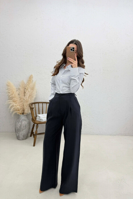 PANTALONA TE GJERA NJE NGJYRESHE PER FEMRA NE NGJYRE BLU TE ERRET - 2