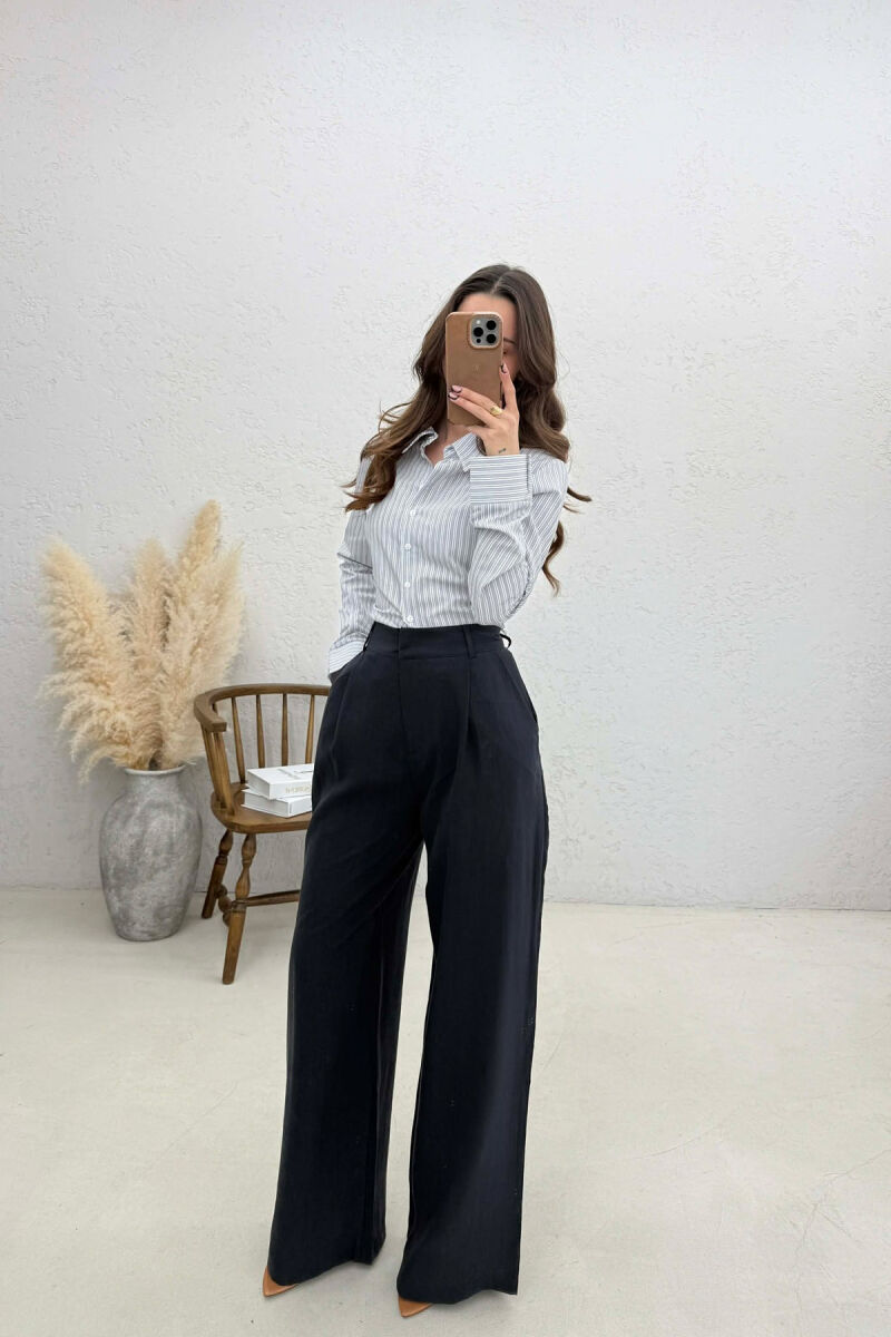 PANTALONA TE GJERA NJE NGJYRESHE PER FEMRA NE NGJYRE BLU TE ERRET - 2