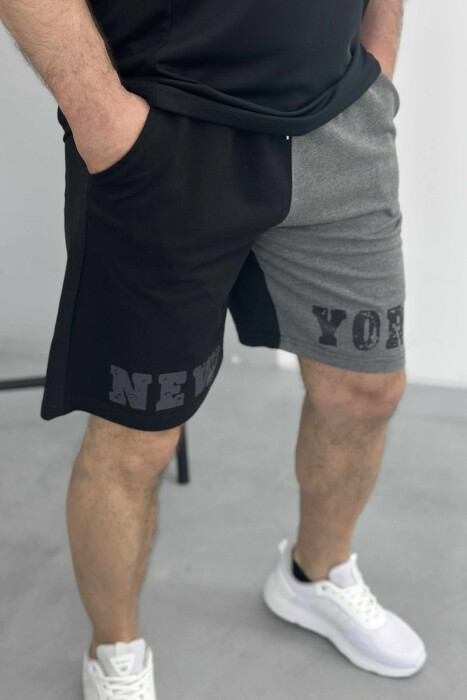 PANTALLONA TË SHKURTRA ME SHKRIME PËR MESHKUJ NË NGJYRËN E ZEZË - 1