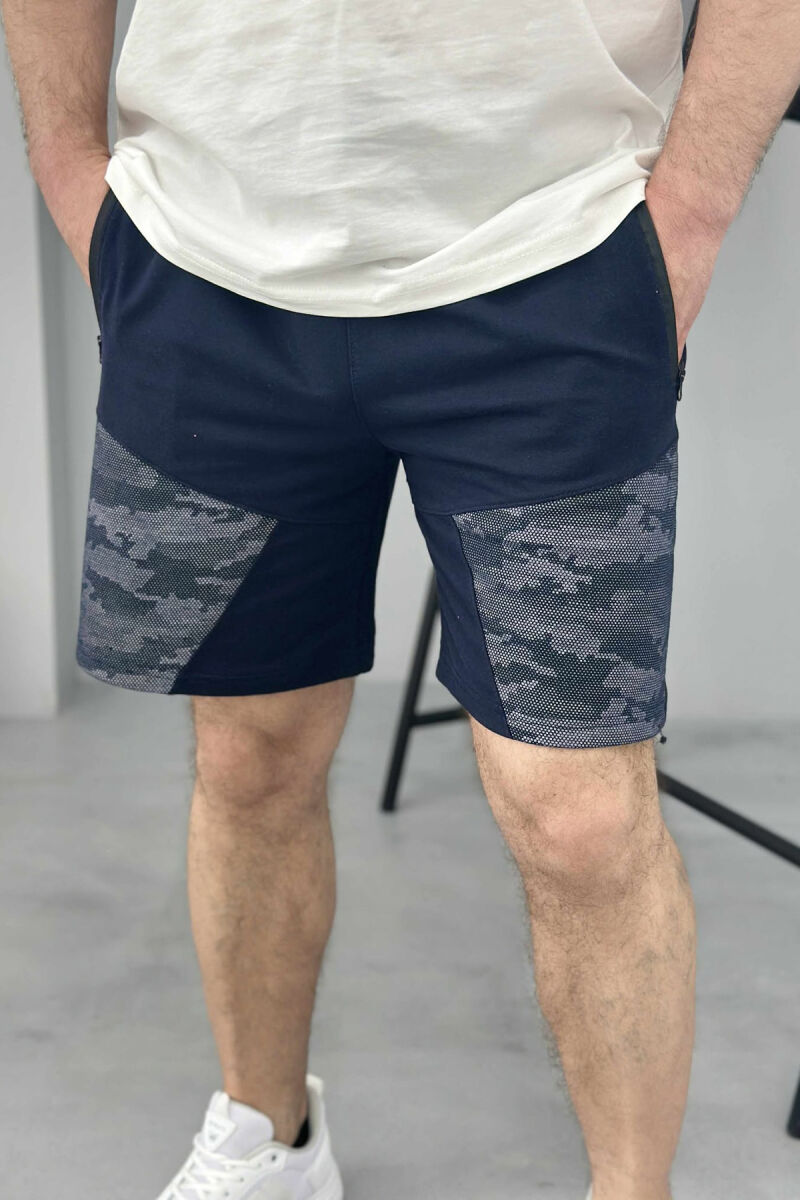 PANTALLONA TË SHKURTRA ME XHEPA PËR MESHKUJ NË NGJYRËN BLU E ERRËT - 1