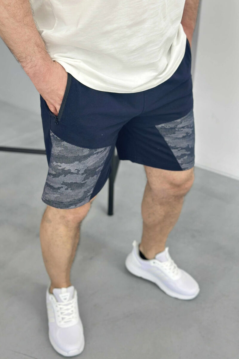 PANTALLONA TË SHKURTRA ME XHEPA PËR MESHKUJ NË NGJYRËN BLU E ERRËT - 3