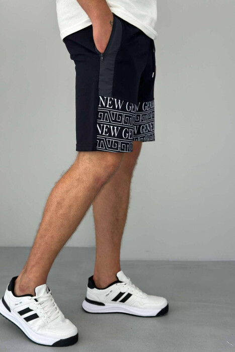 PANTALLONA TË SHKURTRA PËR MESHKUJ NË NGJYRË BLU E ERRËT - 3