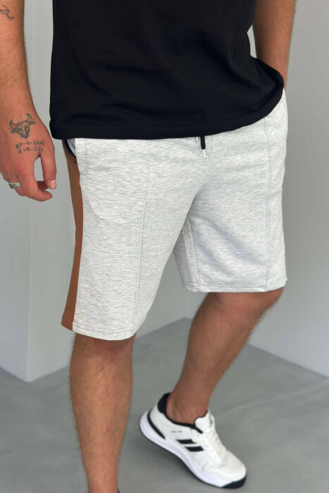 PANTALLONA TË SHKURTRA PËR MESHKUJ NË NGJYRË GRI E ZBARDHUR - 2