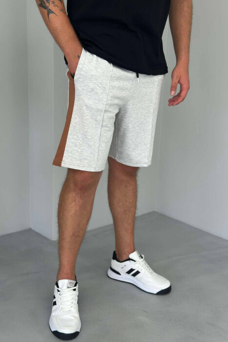 PANTALLONA TË SHKURTRA PËR MESHKUJ NË NGJYRË GRI E ZBARDHUR - 4