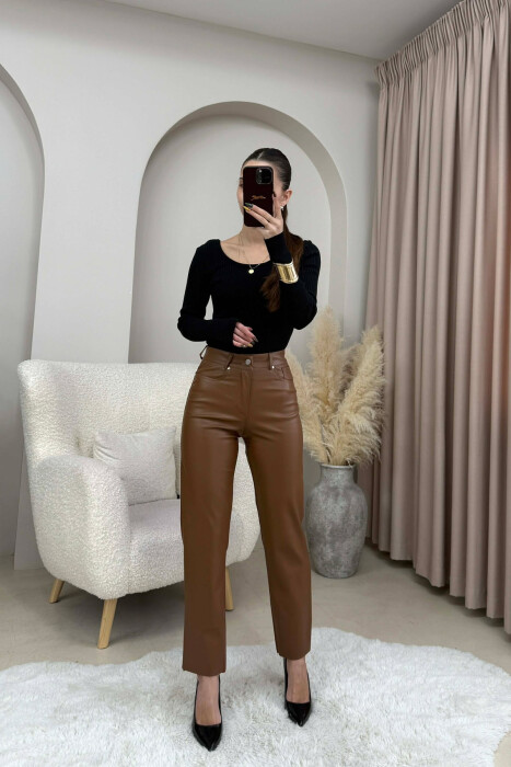 PANTALLONA TE THJESHTA LEKURE PER FEMRA NE NGJYRE KAFE - 3