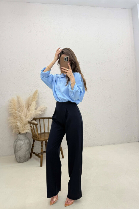 PANTALLONA TE THJESHTA NJE NGJYRESHE PER FEMRA NE NGJYRE BLU - 4