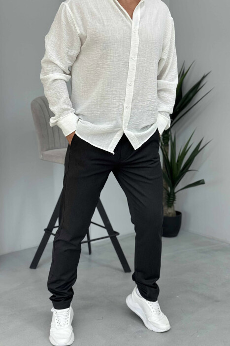 PANTALLONA NJË NGJYRËSHE TË THJESHTA PËR MESHKUJ NË NGJYRËN GRI E ERRËT - KLAUDIO FASHION