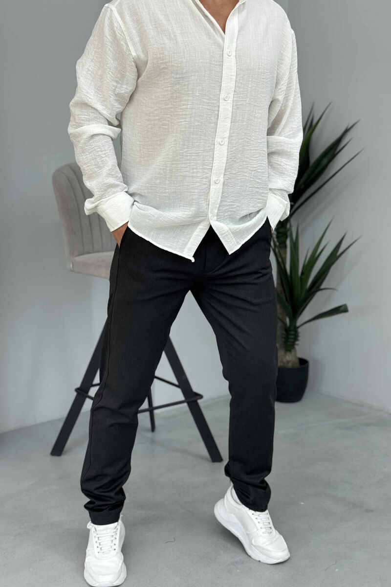 PANTALLONA NJË NGJYRËSHE TË THJESHTA PËR MESHKUJ NË NGJYRËN GRI E ERRËT - 1