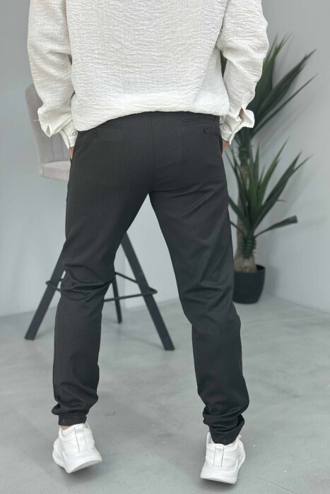 PANTALLONA NJË NGJYRËSHE TË THJESHTA PËR MESHKUJ NË NGJYRËN GRI E ERRËT - 4