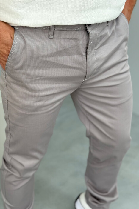 PANTALLONA NJË NGJYRËSHE TË THJESHTA PËR MESHKUJ NË NGJYRËN GRI - 4