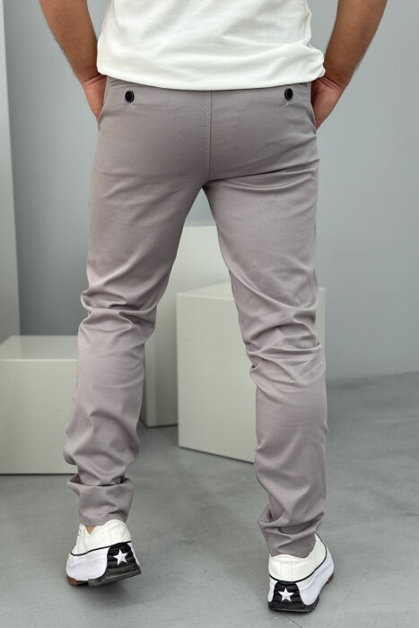 PANTALLONA NJË NGJYRËSHE TË THJESHTA PËR MESHKUJ NË NGJYRËN GRI - 6