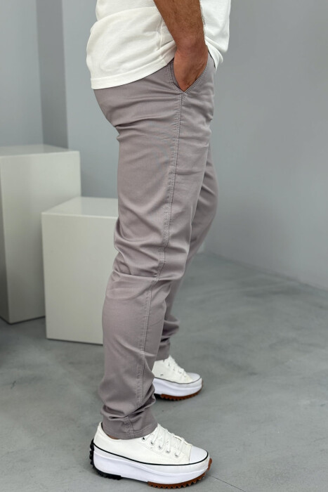 PANTALLONA NJË NGJYRËSHE TË THJESHTA PËR MESHKUJ NË NGJYRËN GRI - 5