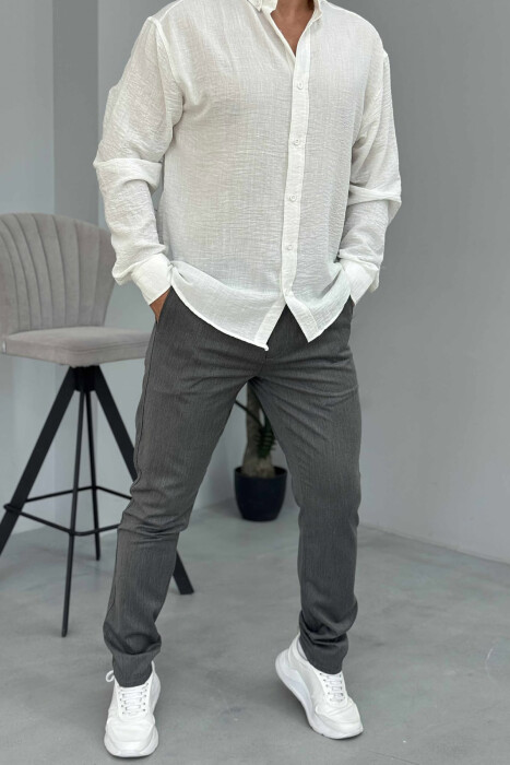 PANTALLONA NJË NGJYRËSHE TË THJESHTA PËR MESHKUJ NË NGJYRËN GRI 