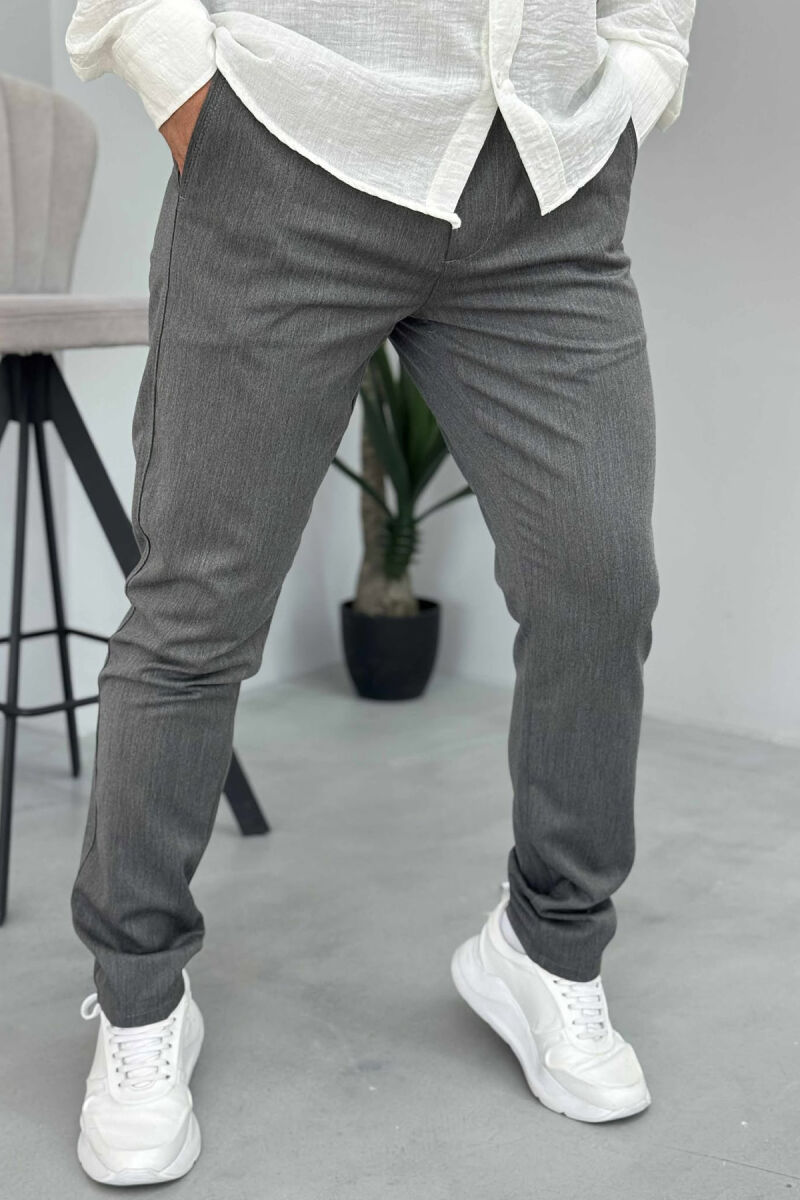 PANTALLONA NJË NGJYRËSHE TË THJESHTA PËR MESHKUJ NË NGJYRËN GRI - 3