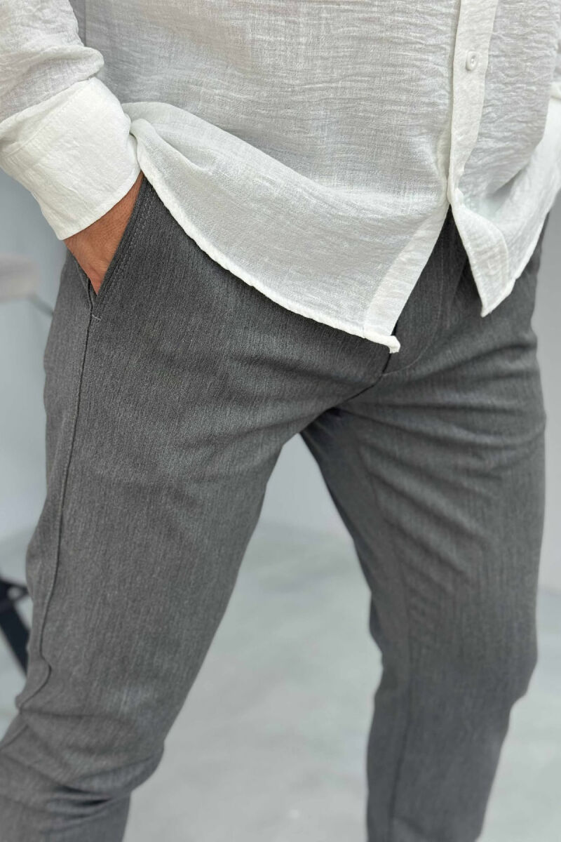 PANTALLONA NJË NGJYRËSHE TË THJESHTA PËR MESHKUJ NË NGJYRËN GRI - 5