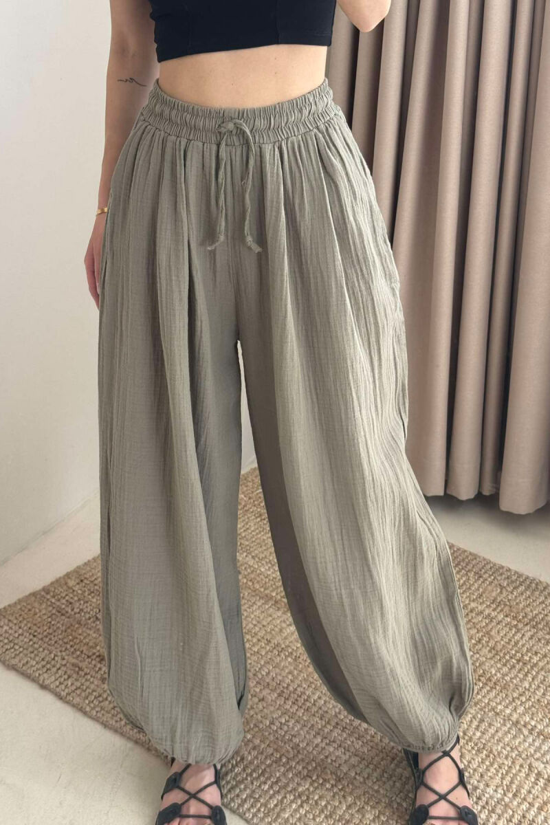 PANTALLONA NJË NGJYRËSHE TË THJESHTA PËR FEMRA NË NGJYRËN JESHILE - 5