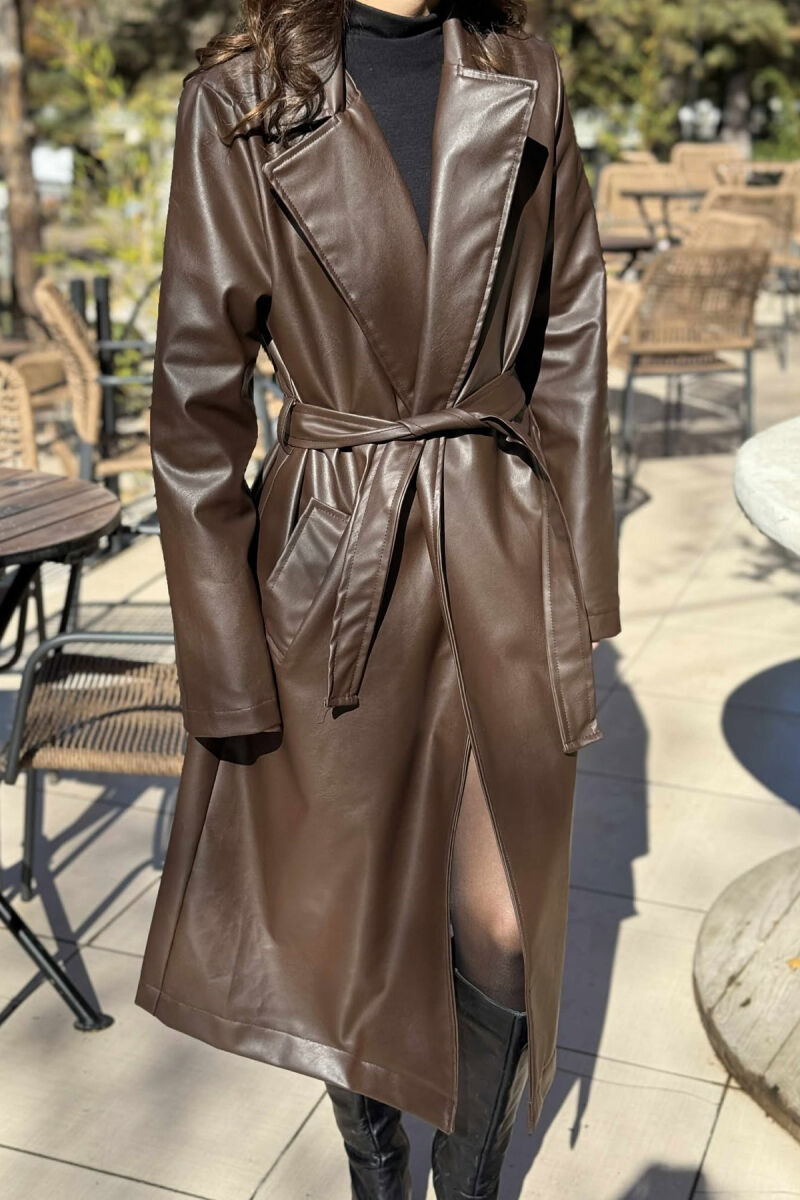 PARDESY E GJATË LËKURE ME LIDHËSE PËR FEMRA NË NGJYRË KAFE - 4