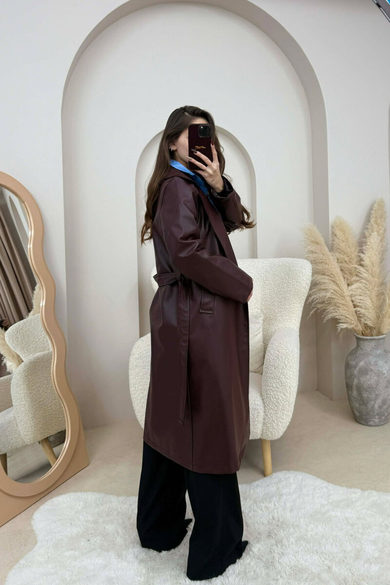 PARDESY E GJATË LËKURE ME LIDHËSE PËR FEMRA NË NGJYRË VISHNJE - 2