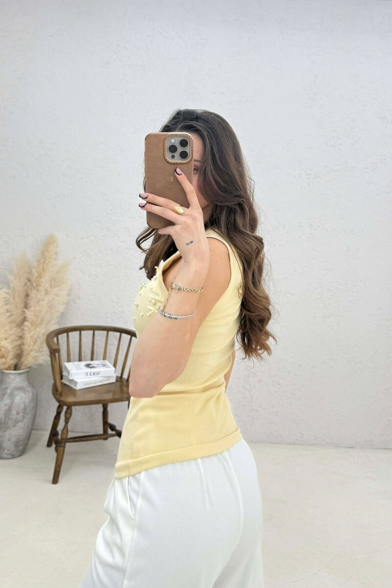 PEARLS RIBBON DETAILS WOMAN TANK TOP YELLOW/E VERDHE - 4