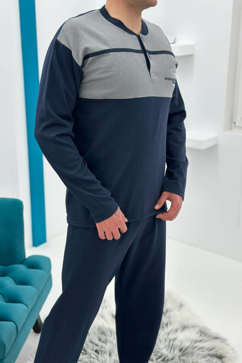 PIZHAME BLUZE E THJESHTE ME BUTONA + TUTA PER MESHKUJ NE NGJYRE BLU TE ERRET - 4