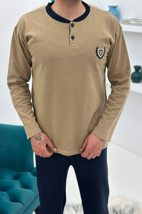 PIZHAME BLUZE ME JAKE ME BUTONA + TUTA PER MESHKUJ NE NGJYRE BEZHE - 4