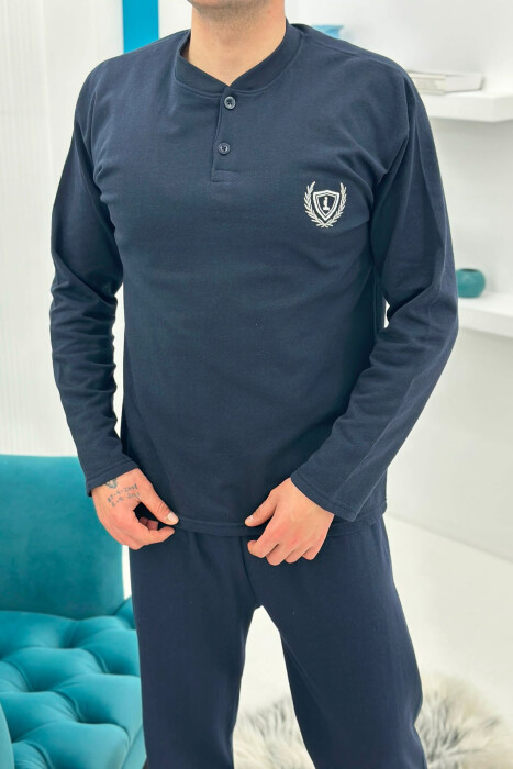 PIZHAME BLUZE ME JAKE ME BUTONA + TUTA PER MESHKUJ NE NGJYRE BLU TE ERRET - 3