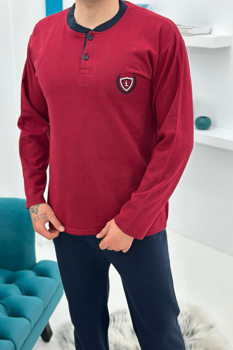 PIZHAME BLUZE ME JAKE ME BUTONA + TUTA PER MESHKUJ NE NGJYRE VISHNJE - 2