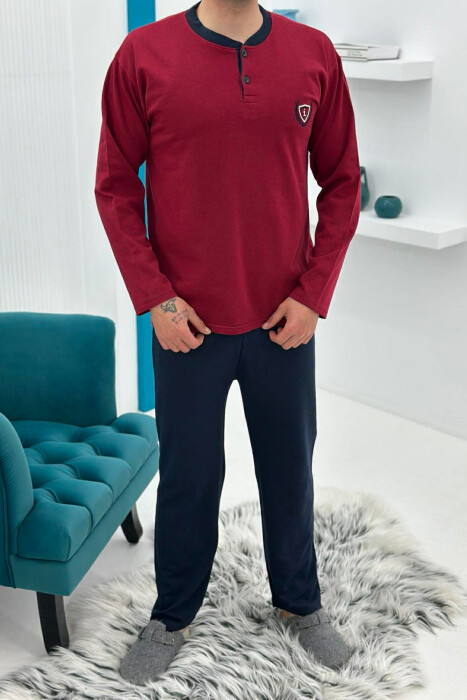 PIZHAME BLUZE ME JAKE ME BUTONA + TUTA PER MESHKUJ NE NGJYRE VISHNJE - 3