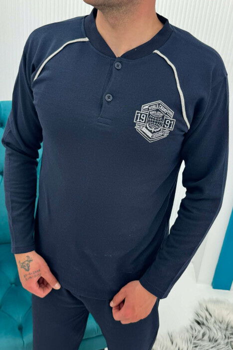 PIZHAME BLUZE ME LOGO TË THJESHTE+TUTA PER MESHKUJ NE NGJYRE BLU TE ERRET - 5