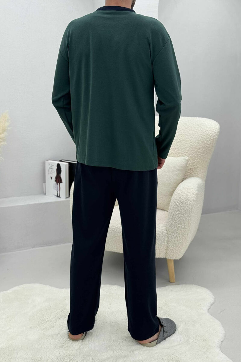 PIZHAME BLUZË ME LOGO TË THJESHTË+TUTA PËR MESHKUJ NË NGJYRË JESHILE TË ERRËT - 3