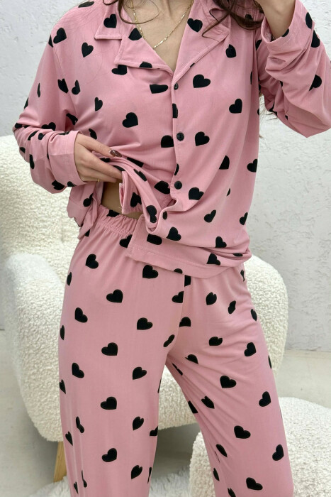 PIZHAME KËMISHË ME DIZAJN ME ZEMRA+TUTA PËR FEMRA NË NGJYRE PUDER - 3