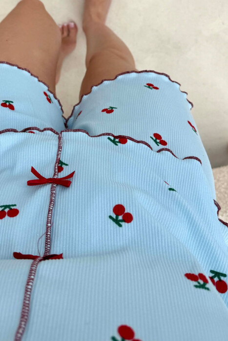 PIZHAME ME DIZJAN ME QERSHI KEMISHE + TUTA TE SHKURTRA PER FEMRA NE NGJYRE BLU TE ZBARDHUR - 4