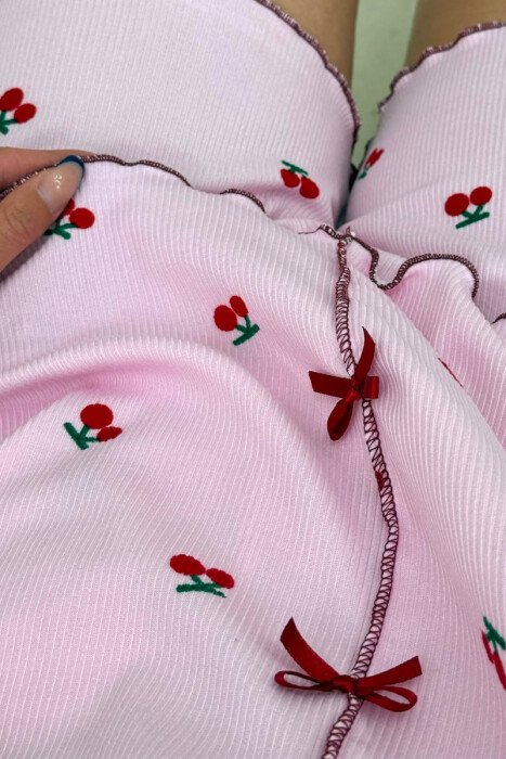 PIZHAME ME DIZJAN ME QERSHI KEMISHE + TUTA TE SHKURTRA PER FEMRA NE NGJYRE ROZE - 4
