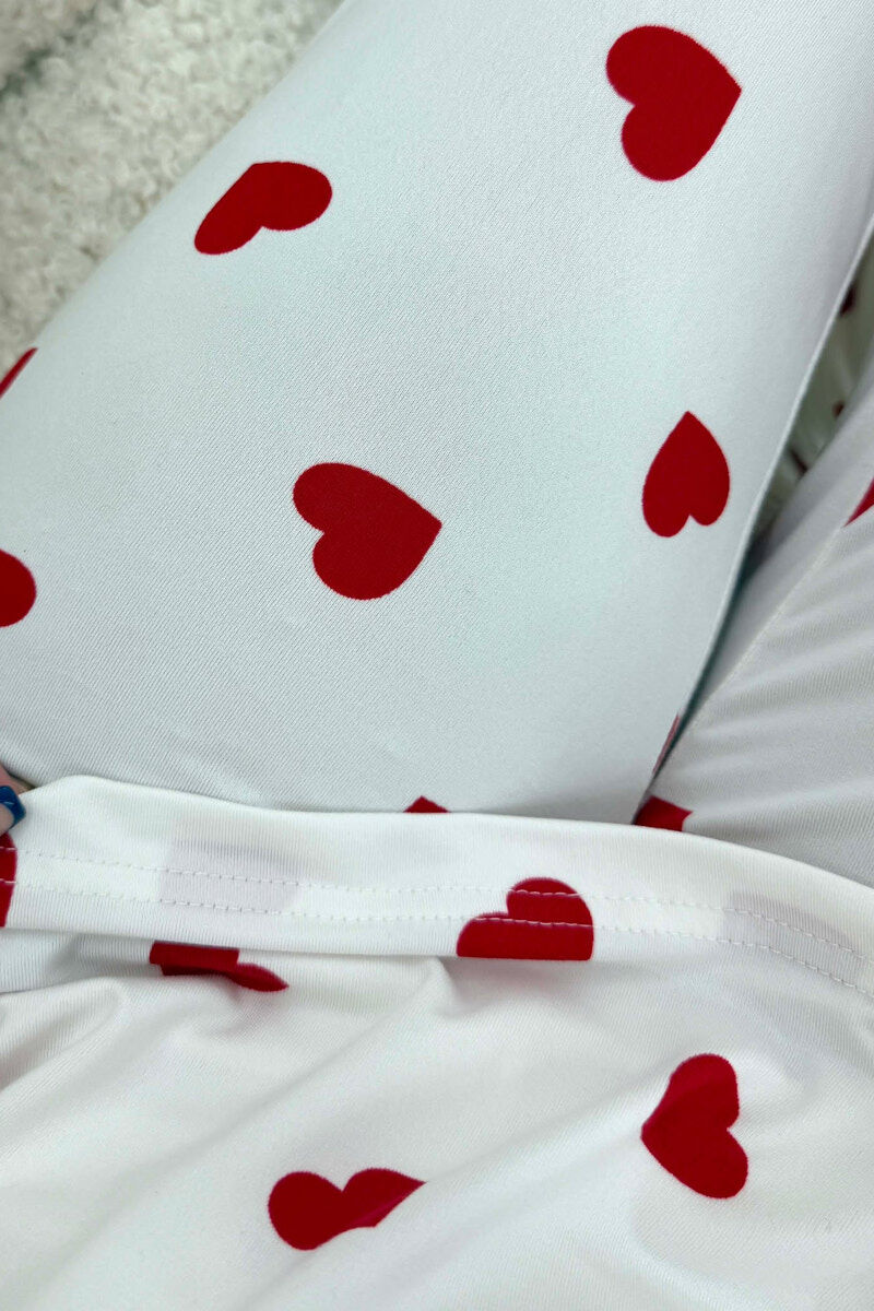 PIZHAME ME DIZJAN ZEMRASH T-SHIRT + TUTA TE SHKURTRA PER FEMRA NE NGJYRE TE BARDHE - 6