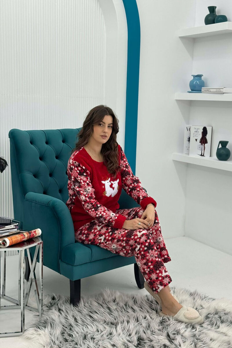 PIZHAME POLARE BLUZE ME DRER + TUTA PER FEMRA NE NGJYRE TE KUQE - 1