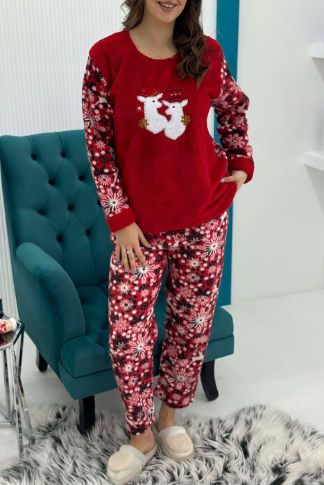 PIZHAME POLARE BLUZE ME DRER + TUTA PER FEMRA NE NGJYRE TE KUQE - 4