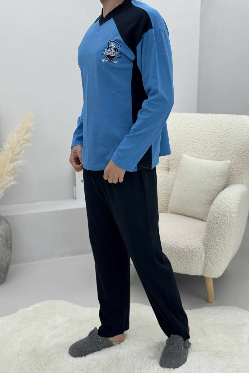 PIZHAME BLUZË ME LOGO TË VOGËL+TUTA PËR MESHKUJ NË NGJYRË BLU - 3