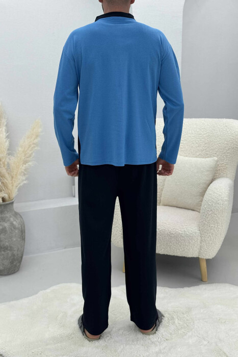 PIZHAME BLUZË ME LOGO TË VOGËL+TUTA PËR MESHKUJ NË NGJYRË BLU - 4