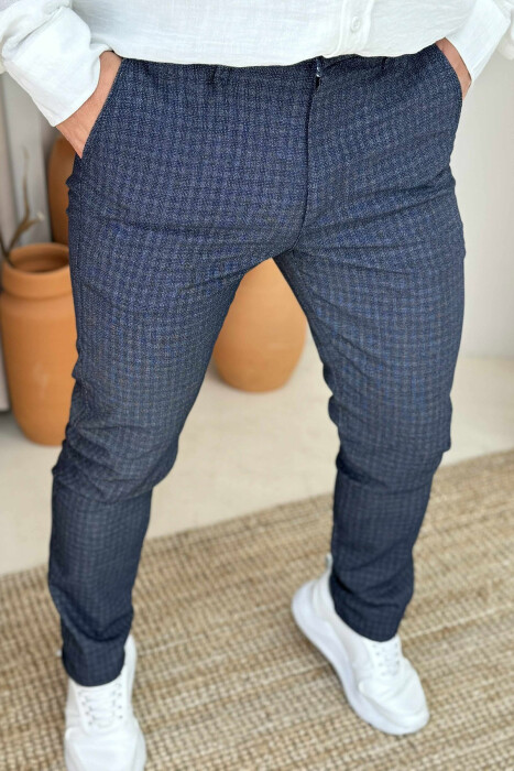 PLAID DESIGN CLASSIC MEN PANTS BLUE/BLU - 4