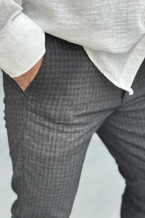 PLAID DESIGN CLASSIC MEN PANTS DARK GREY/GEE - 3