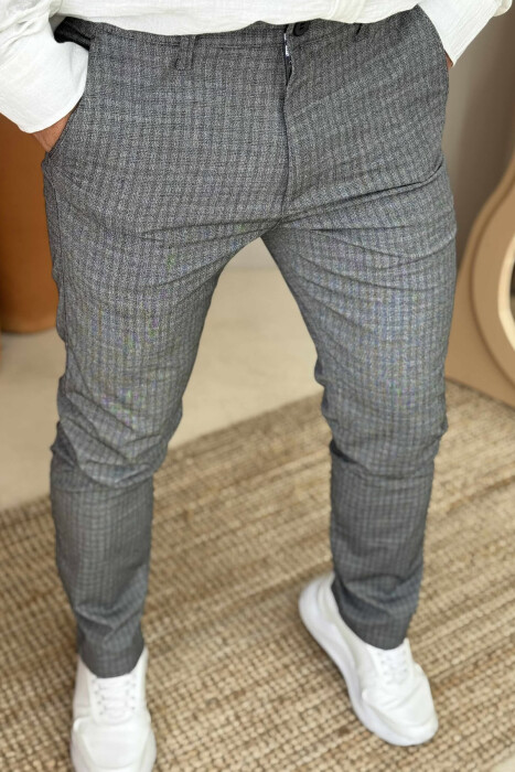 PLAID DESIGN CLASSIC MEN PANTS LIGHT GREY/GZ - 3