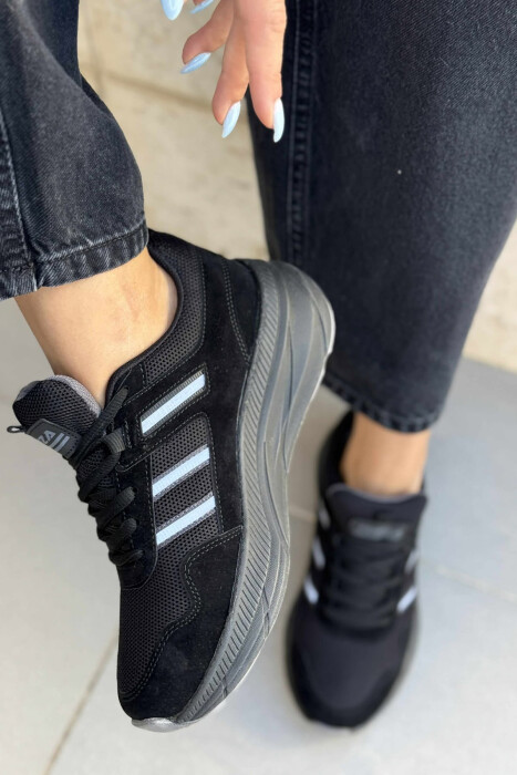 PLATFORM LACING RUNNING WOMEN SNEAKERS BLACK/ E ZEZE - 6