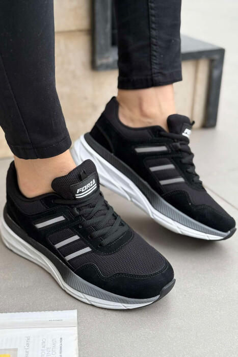 PLATFORM LACING RUNNING WOMEN SNEAKERS BLACK-WHITE/ZEBA - 1