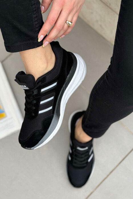 PLATFORM LACING RUNNING WOMEN SNEAKERS BLACK-WHITE/ZEBA - 2