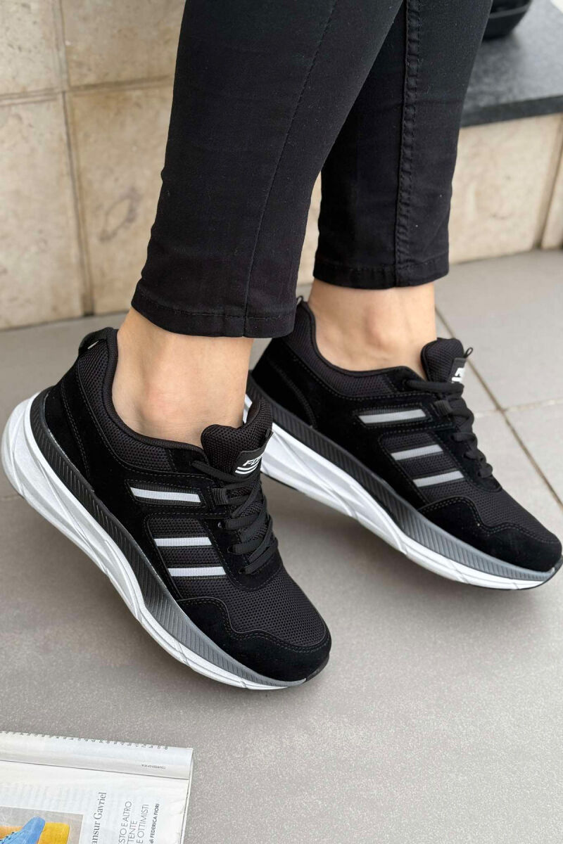 PLATFORM LACING RUNNING WOMEN SNEAKERS BLACK-WHITE/ZEBA - 3