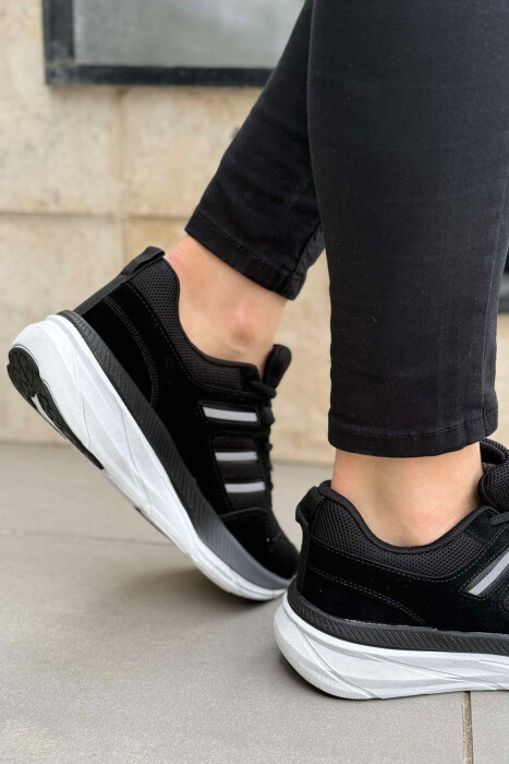 PLATFORM LACING RUNNING WOMEN SNEAKERS BLACK-WHITE/ZEBA - 4
